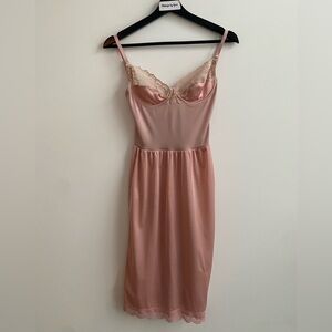 Vintage Pink Satin Chemise with Lace